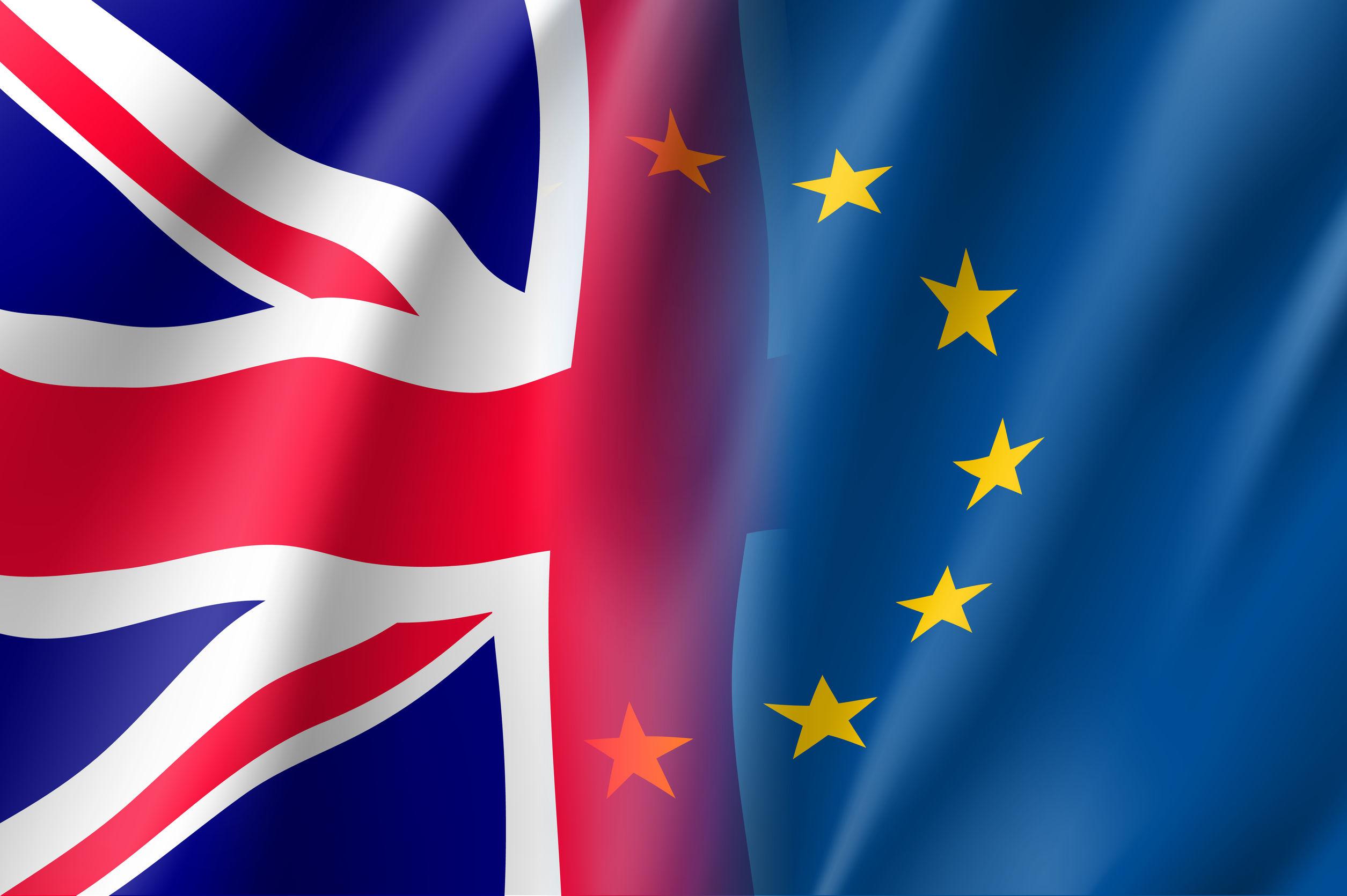 United Kingdom and European Union flags, merged.