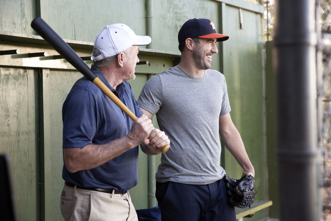Houston Astros baseball player Justin Verlander and his father in GSK ad