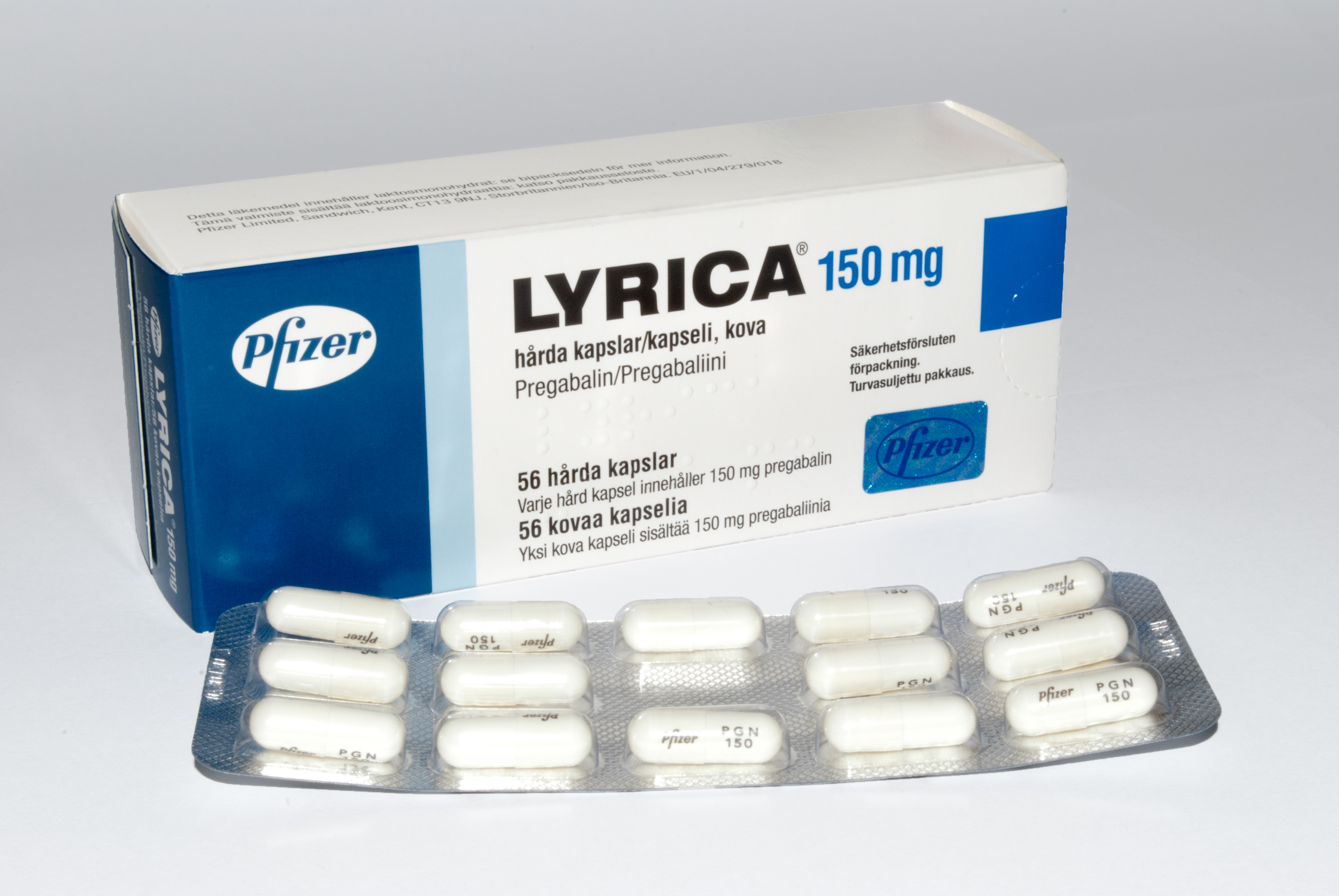 PFizer Lyrica tablets and packaging
